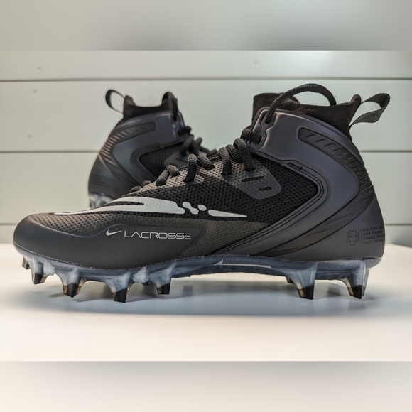 Nike Alpha Huarache 8 Elite Black Smoke Grey Lacrosse cleats size Men's 8 - Picture 3 of 9